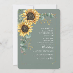 Invitation Code QR de mariage au tournesol floral aquarelle