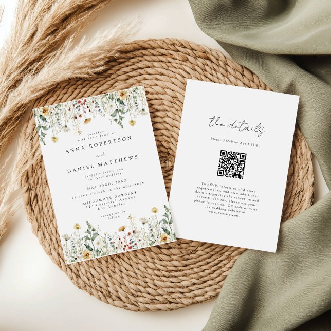 Invitation Code QR de mariage aux fleurs sauvages (Créateur téléchargé)