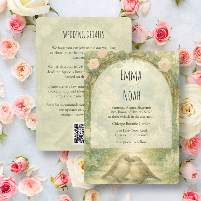 Invitation Code QR de mariage aux roses roses anglaises de st (Créateur téléchargé)