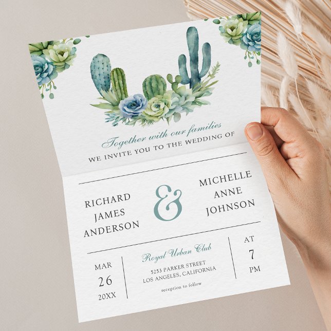 Invitation Code QR de mariage avec photo de cactus de verdure (Créateur téléchargé)