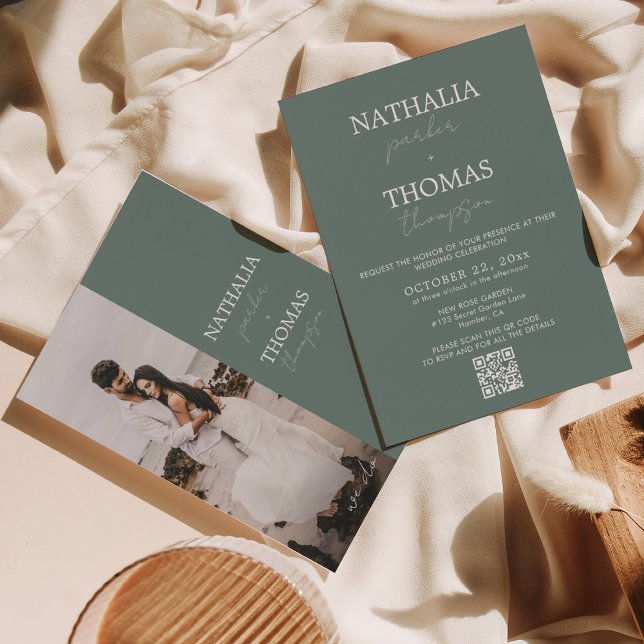 Invitation Code QR de mariage avec typographie moderne et pho (Créateur téléchargé)