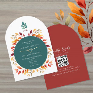 Invitation Code QR de mariage Bohème Automnal
