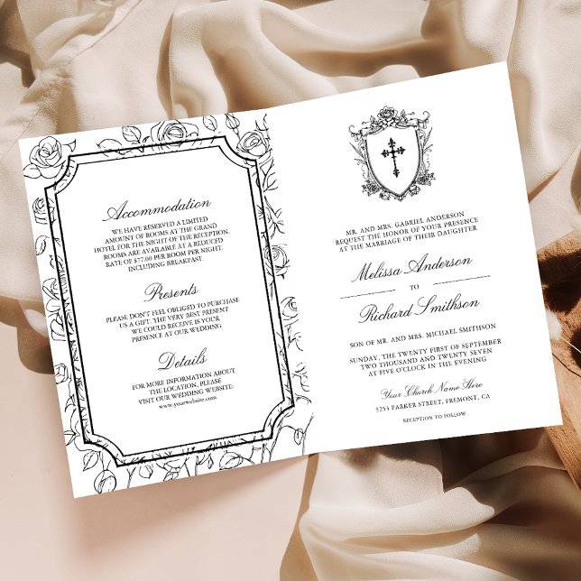 Invitation Code QR de mariage catholique noir et blanc victor (Créateur téléchargé)
