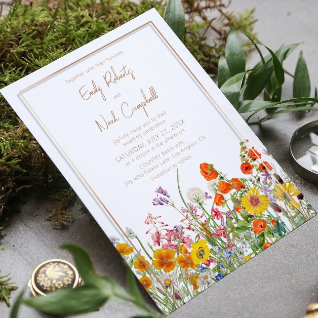 Invitation Code QR de mariage champêtre aux fleurs sauvages c (Créateur téléchargé)