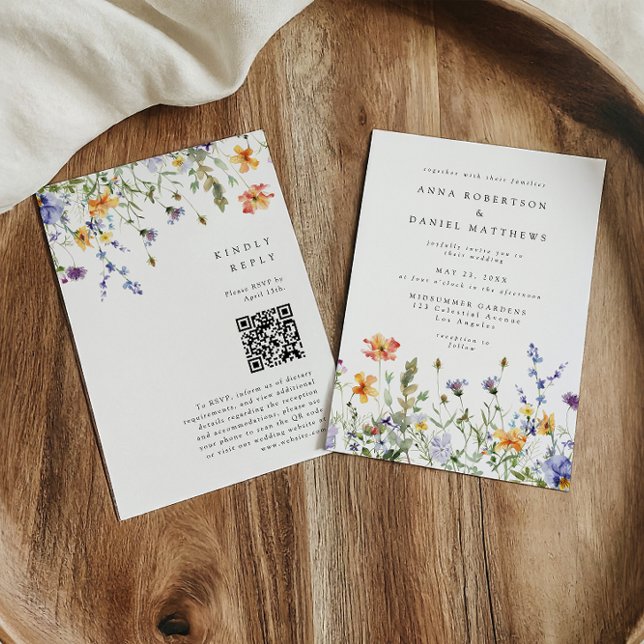 Invitation Code QR de mariage de jardin de fleurs sauvages d' (Créateur téléchargé)
