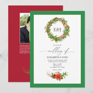 Invitation Code QR de mariage de Noël Poinsettia & Pine