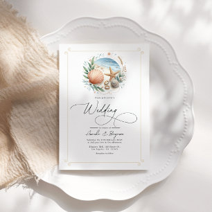 Invitation Code QR de mariage de plage Chic Côtière