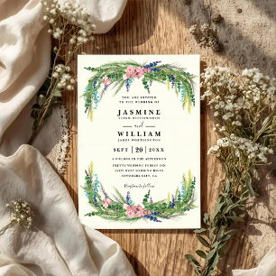 Invitation Code QR de mariage élégant pays rustique pin flora