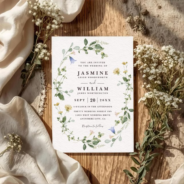 Invitation Code QR de mariage Élégant Rustique Fleurs Sauvage (Créateur téléchargé)