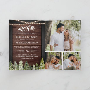 Invitation Code QR de mariage en bois rustique de montagne fo