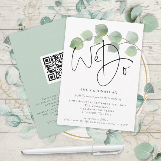 Invitation Code QR de mariage Eucalyptus Moderne Nous faisons (Créateur téléchargé)