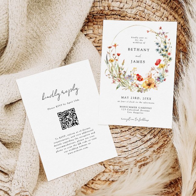Invitation Code QR de mariage Fleur sauvage d'été (Créateur téléchargé)