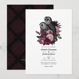 Invitation Code QR de mariage gothique de chouettes Glam vint