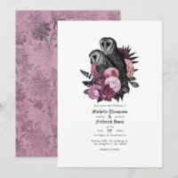 Code QR de mariage gothique des hiboux de mauve de
