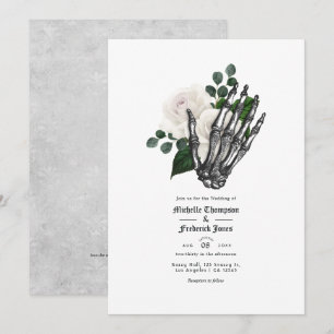 Invitation Code QR de mariage gothique floral blanc