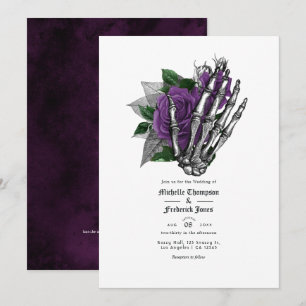 Invitation Code QR de mariage gothique floral pourpre