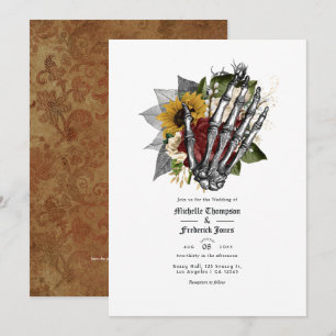 Invitation Code QR de mariage gothique floral rustique d'auto