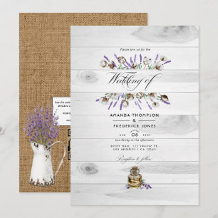Invitation Code QR de mariage lavande en coton rustique de ca