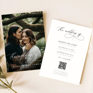Invitation Code QR de mariage minimaliste boho avec écriture