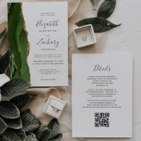 Code QR de mariage moderne vert chasseur agate dor