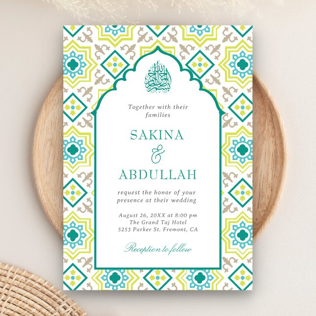 Invitation Code QR de mariage musulman en mosaïque persane ve (Créateur téléchargé)