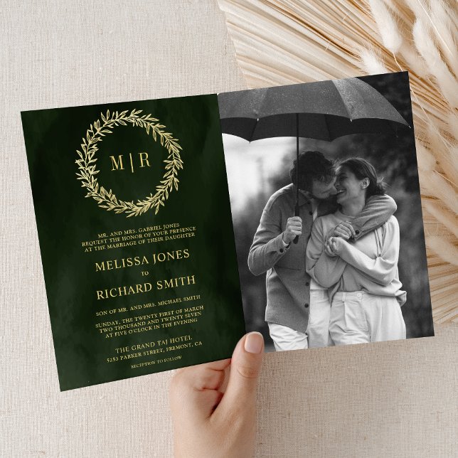 Invitation Code QR de mariage Olive Green Gold Leaf Branch (Créateur téléchargé)