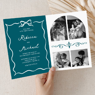 Invitation Code QR de mariage photo avec ruban blanc dessiné 