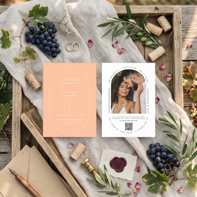 Invitation Code QR de mariage photo d'architecture moderne pê (Créateur téléchargé)