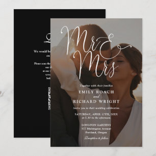 Invitation Code QR de mariage photo de script moderne M. et M