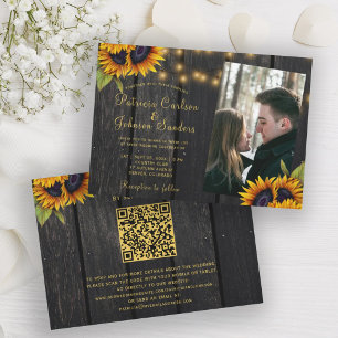Invitation Code QR de mariage photo de tournesol rustique