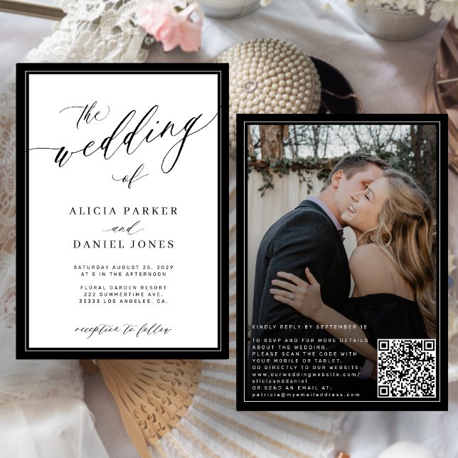 Invitation Code QR de mariage photo élégant classique (Créateur téléchargé)