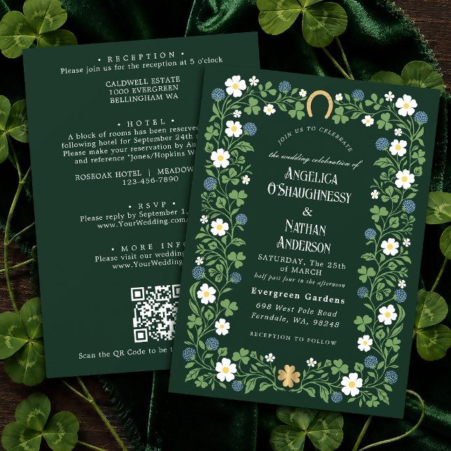 Invitation Code QR de mariage printanier délicat à motif de t (Créateur téléchargé)