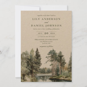 Invitation Code QR de mariage rustique à l'aquarelle au bord
