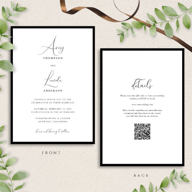 Invitation Code QR de mariage simple et élégant avec bordure  (Créateur téléchargé)