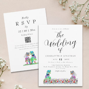Invitation Code QR de mariage sur le thème des dinosaures