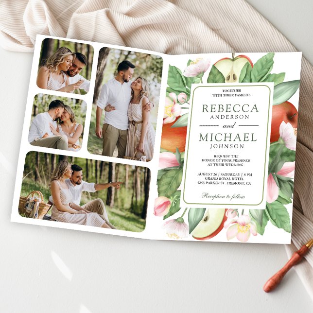Invitation Code QR de mariage verger de pommiers rouges flora (Créateur téléchargé)