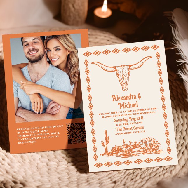 Invitation Code QR de mariage western ranch sud-ouest (Créateur téléchargé)