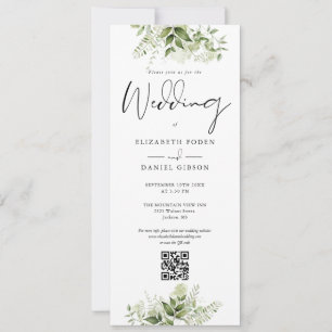 Invitation Code QR de monogramme floral de verdure de mariage