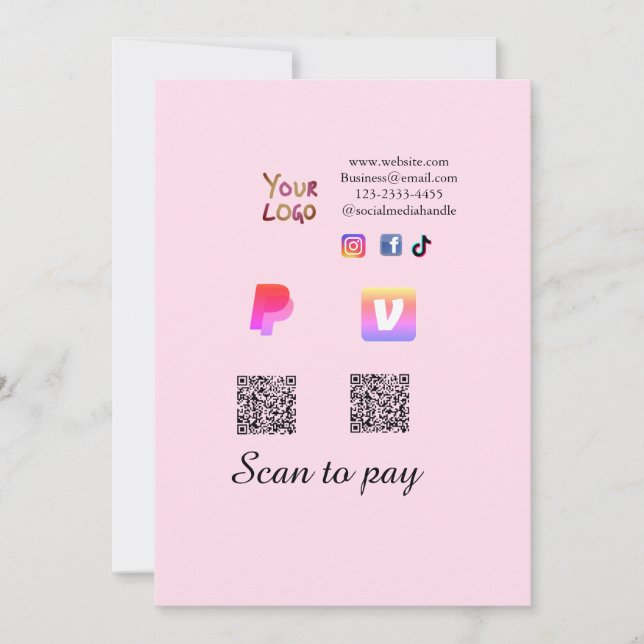 Invitation Code QR de paiement PayPal venmo scan à ajouter su (Devant)
