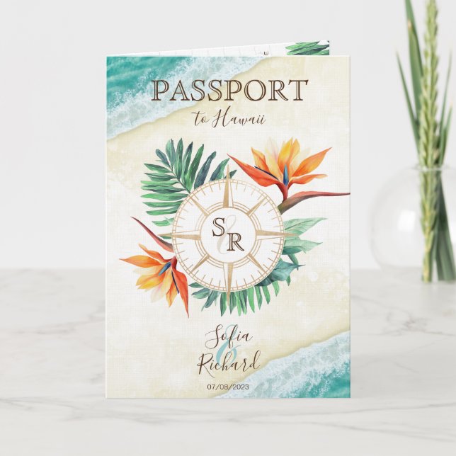 Invitation Code QR de passeport de mariage de destination de  (Devant)