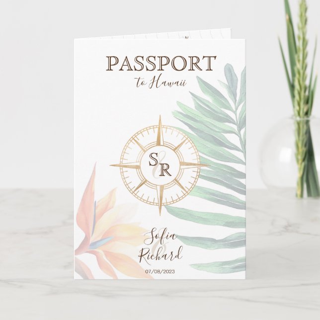Invitation Code QR de passeport de mariage de destination tro (Devant)