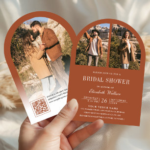 Invitation Code QR de photo d'arche en terre cuite pour la fê