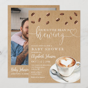 Invitation Code QR de photo de Baby Shower Coffee Brewing
