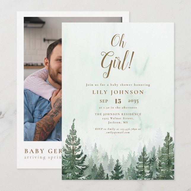 Invitation Code QR de photo de Baby Shower sur le thème Oh Gi (Devant / Derrière)