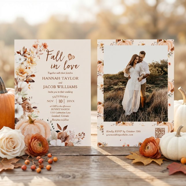Invitation Code QR de photo de citrouille pour mariage Tombez (Créateur téléchargé)