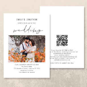 Invitation Code QR de photo de mariage à l'écriture moderne