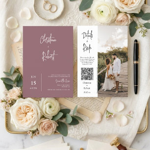 Invitation Code QR de photo de mariage boho moderne poussiére