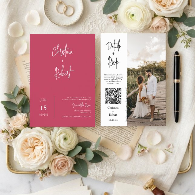 Invitation Code QR de photo de mariage moderne boho Viva Mage (Créateur téléchargé)