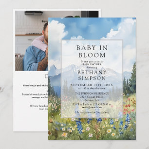 Invitation Code QR de photo de montagne Baby In Bloom Baby Sh