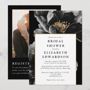 Invitation Code QR de photo florale élégante pour Baby Shower